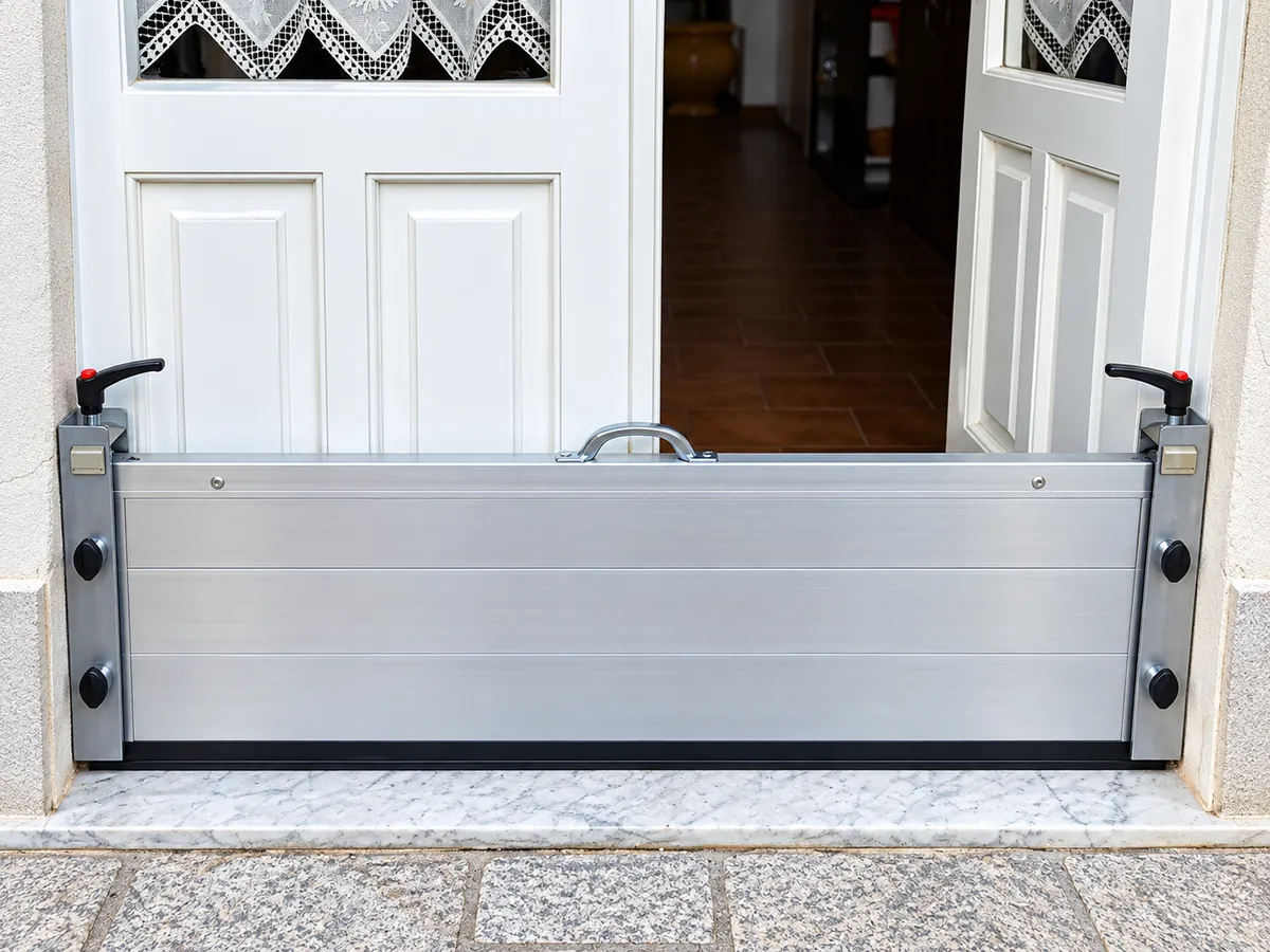 Barrera de aluminio en una puerta